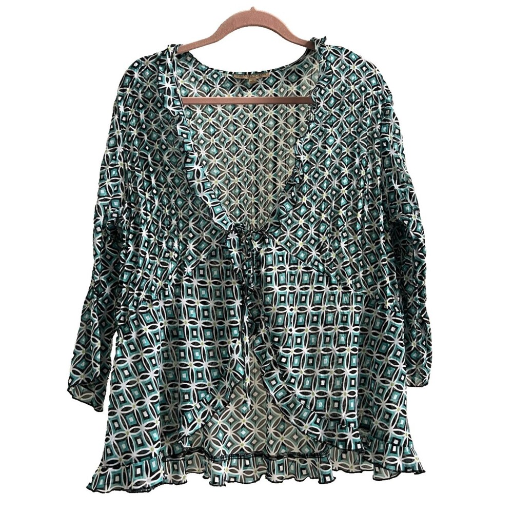 Y2K Ethereal Peasant Babydoll Sheer Blouse Romantic Boho Festival Spring Sz XL